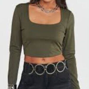 Forever 21 Women's Crop Top - green - medium